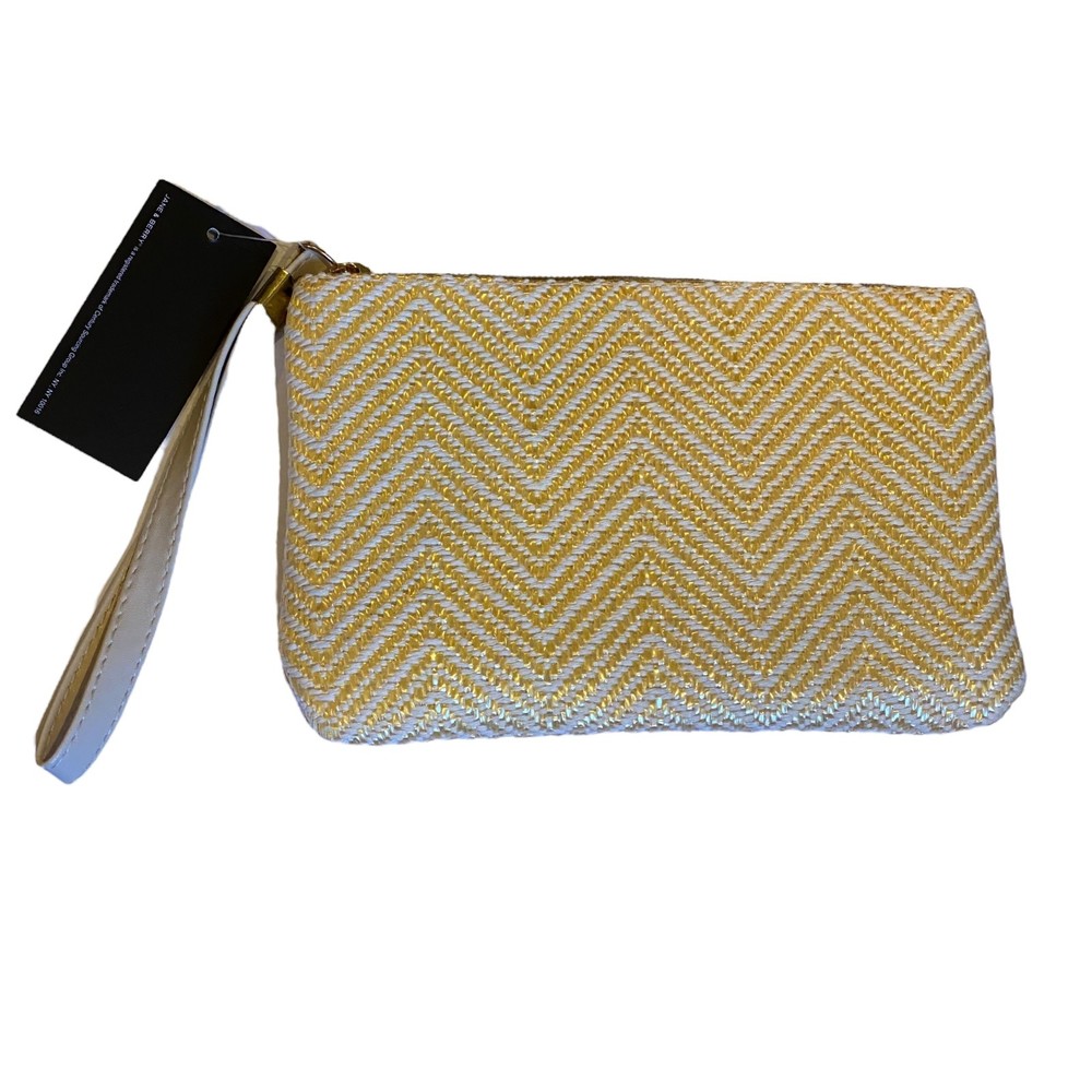 Jane & Berry Chevron Gold and Cream Woven Wristlet Clutch NWT - Picture 2 of 7